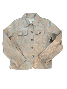 Coldwater Creek Metallic Silver Jean Jacket Sz Medium